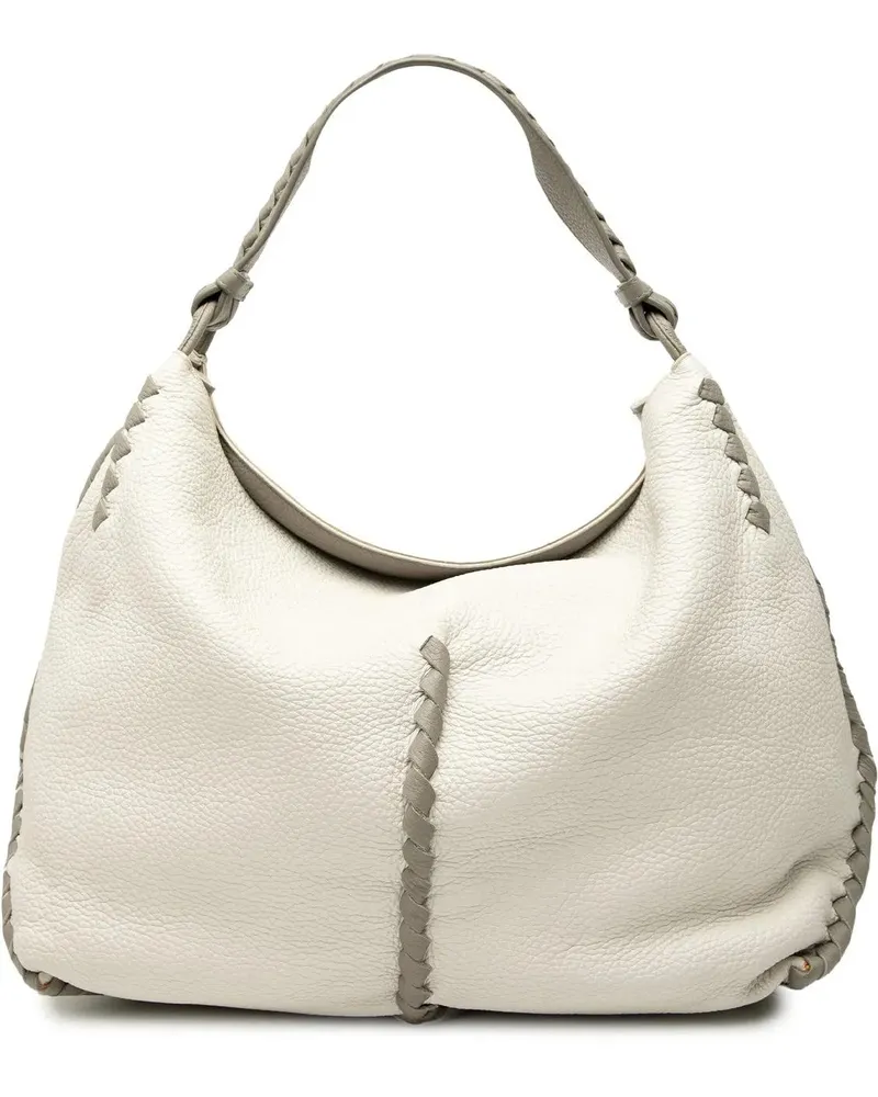 Bottega Veneta Hobo Bags Large Washed Cervo Deerskin Hobo weiß Weiß
