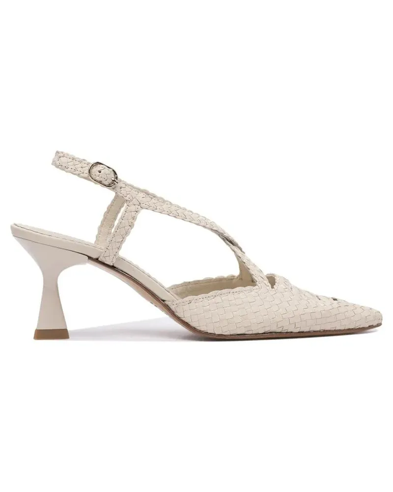 Pons Quintana Hohe Schuhe Pointed Toe Woven Leather Slingback Heeled Shoes weiß Weiß