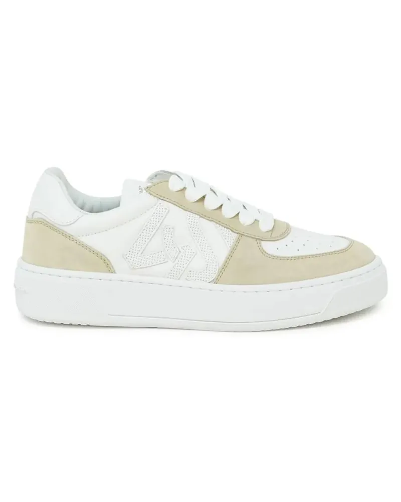 Stuart Weitzman Low-Top Sneaker White/Beige Calf Leather Courtside Monogram Sneake weiß Weiß