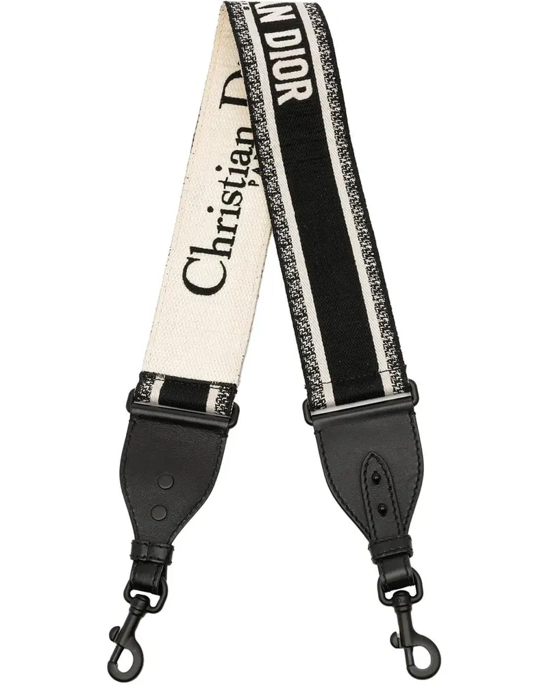 Dior Hobo Bags Canvas Logo Embroidered Shoulder Strap schwarz Schwarz