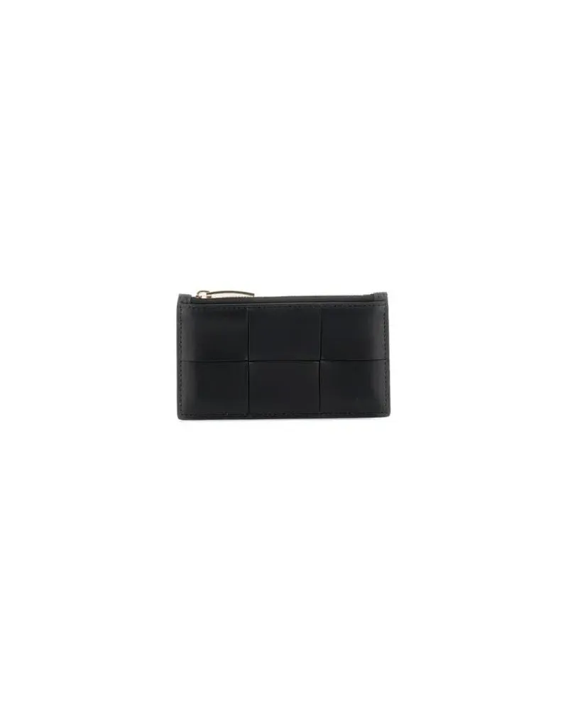 Bottega Veneta Portemonnaie Cassette Card Holder With Zip schwarz Schwarz