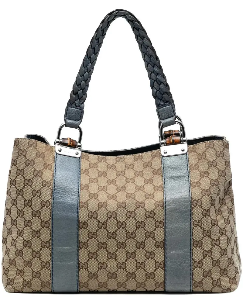 Gucci Shopper Medium GG Canvas Bamboo Libeccio Tote braun Braun