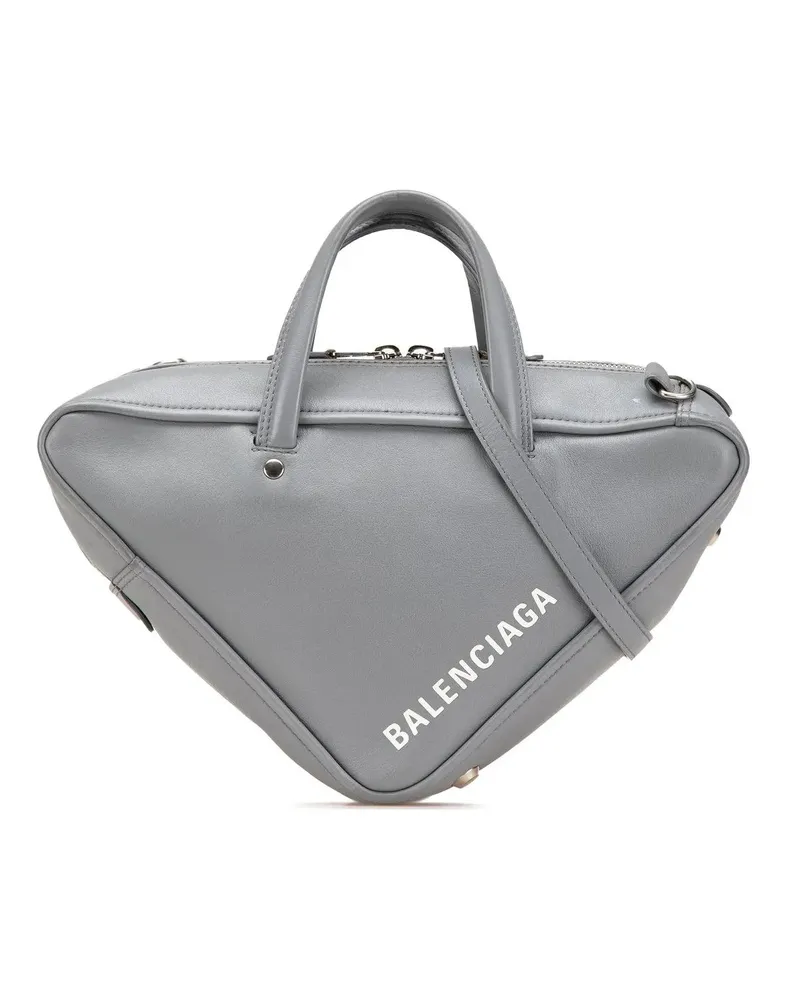 Balenciaga Hobo Bags Medium Leather Triangle Duffle Bag grau Grau