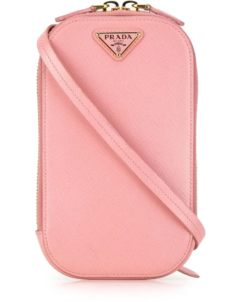 Prada Hobo Bags Mini Saffiano Crossbody Phone Pouch rosa Gold