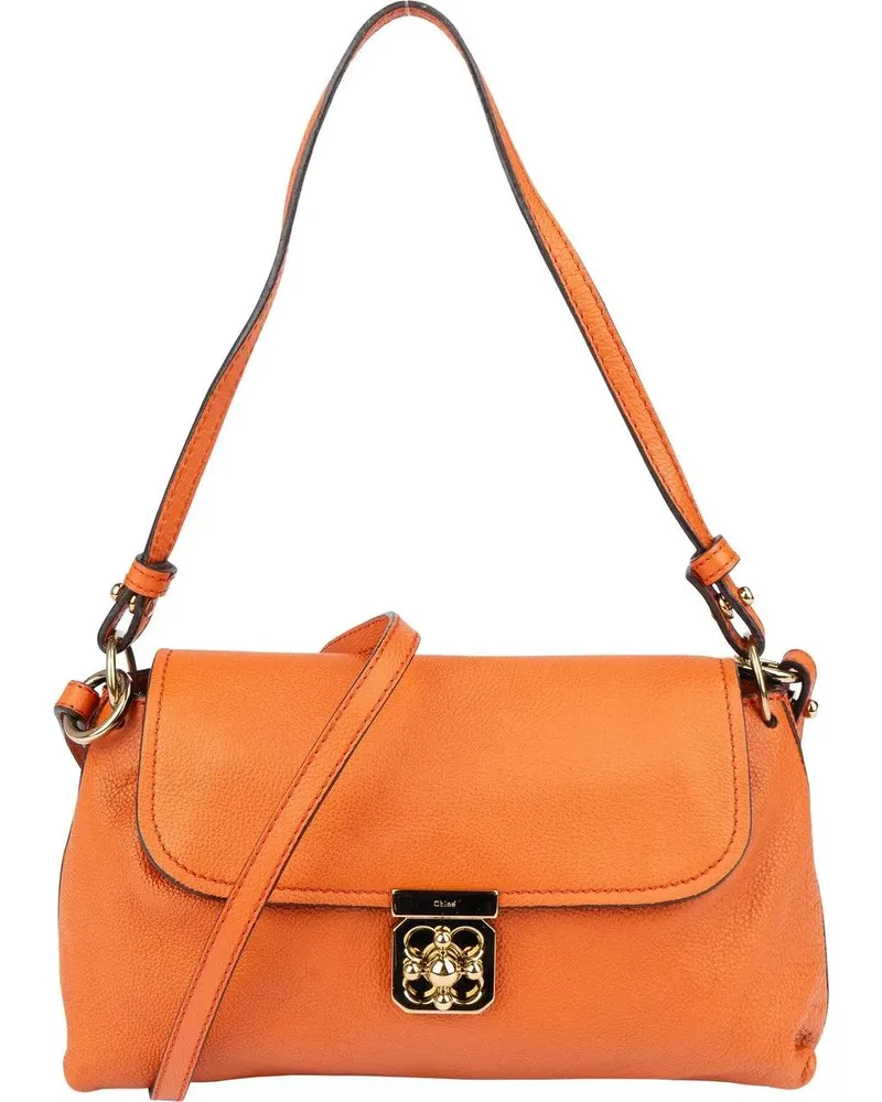 Chloé Crossbody Bags Chloe Orange Leather Elsie Turnlock Shoulder Bag orange Orange