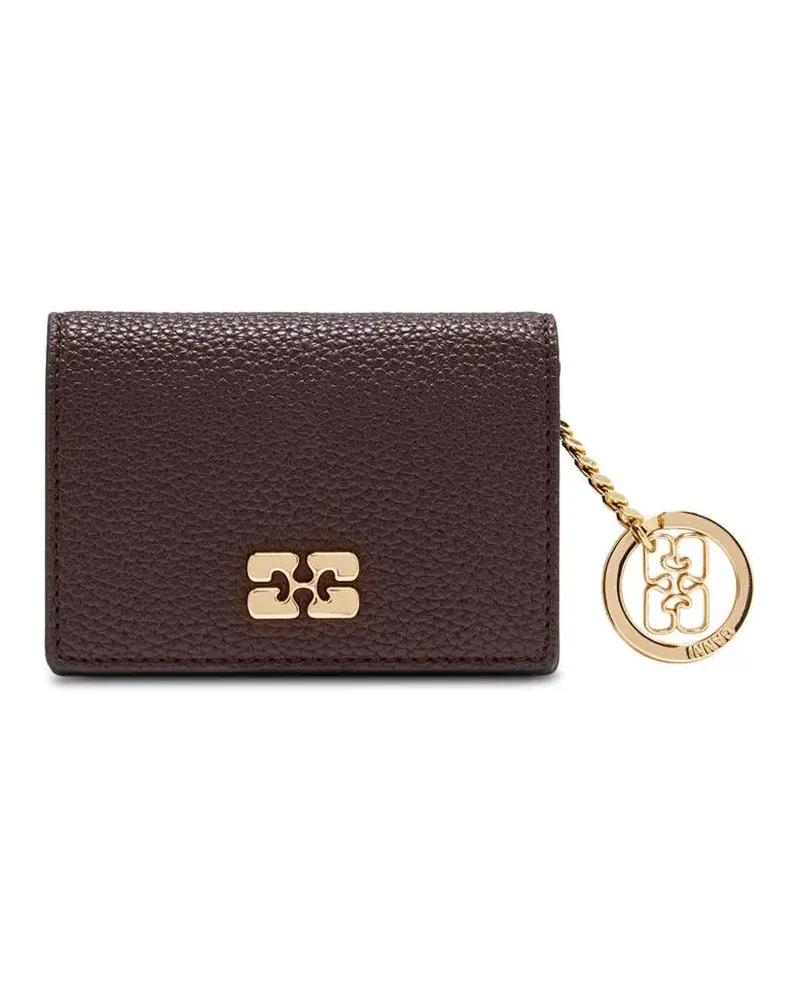 Ganni Portemonnaie Compact Grained Card Holder braun Braun