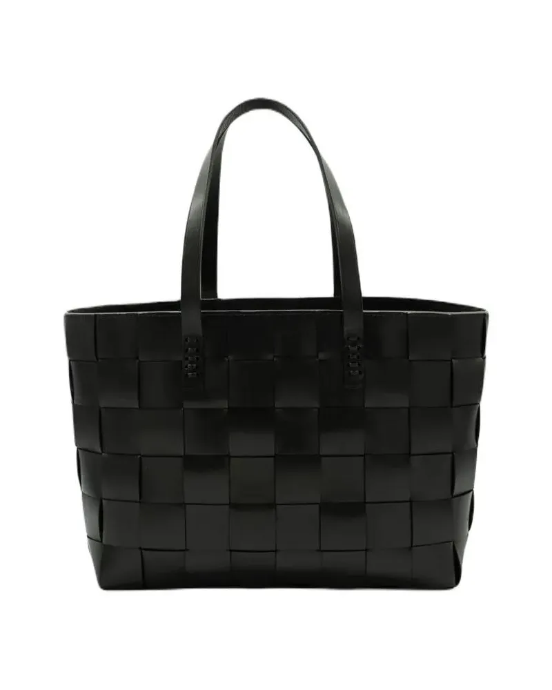 Dragon Diffusion Shopper & Totes Handwoven Black Cow Leather Tote Bag With Rectangu schwarz Schwarz