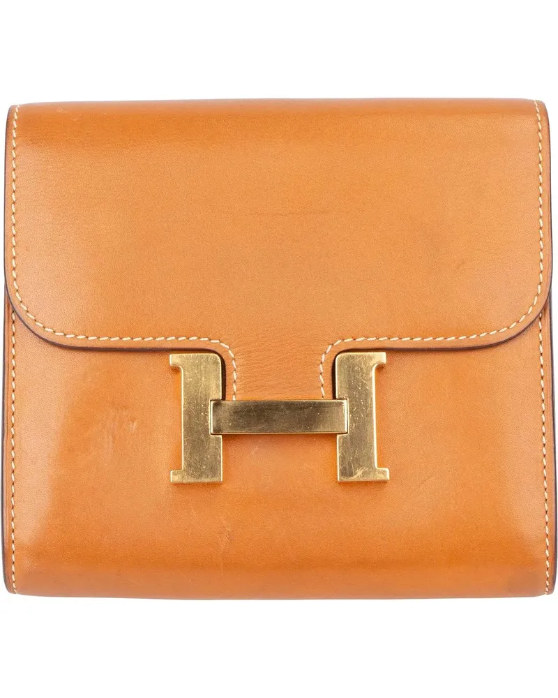 Hermès Portemonnaie Hermes Natural Leather Compact Constance Wallet braun Braun