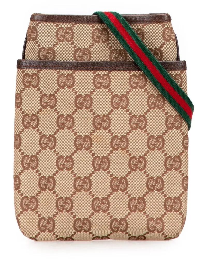Gucci Hobo Bags GG Canvas Web Crossbody braun Braun
