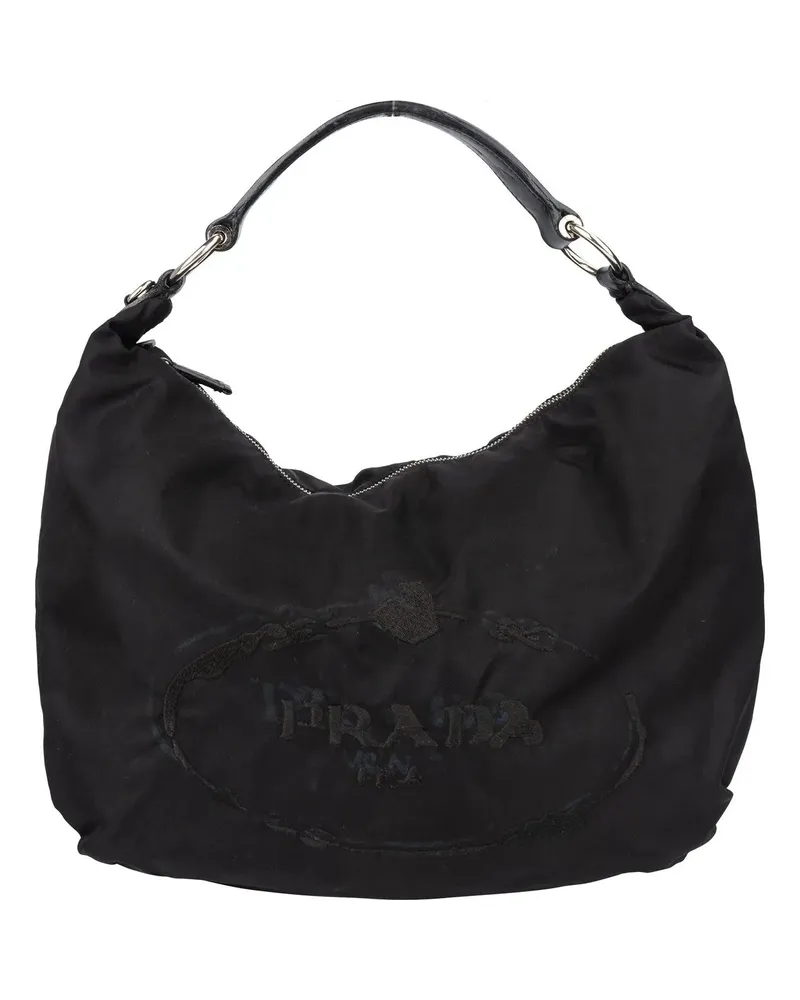 Prada Crossbody Bags  Nylon Oblique Hobo Bag schwarz Schwarz