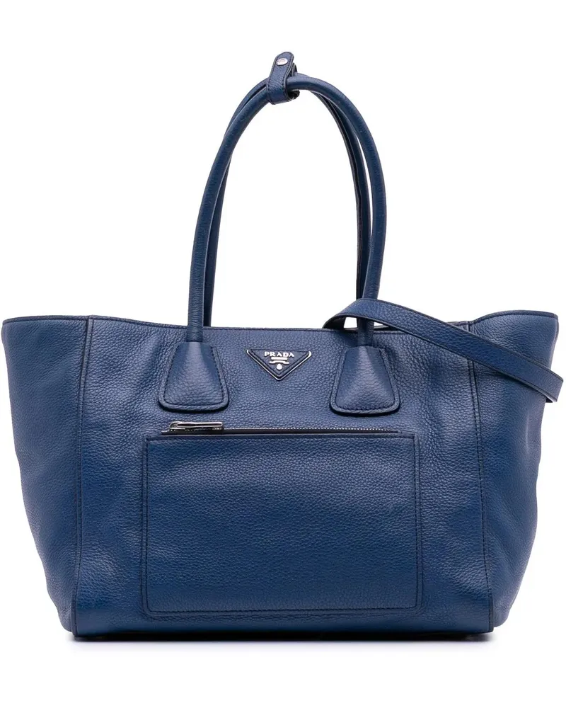 Prada Hobo Bags Vitello Phenix Shopping Tote blau Blau