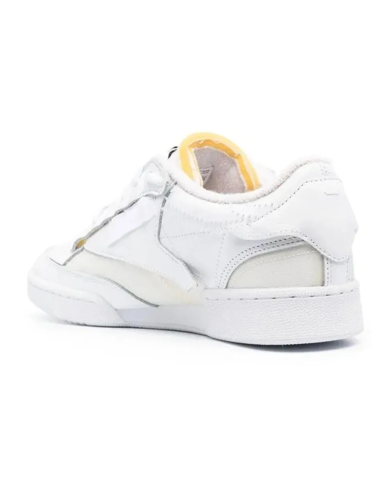 Maison Margiela Low-Top Sneaker Minimalist White Leather Low-Top Sneakers With Per weiß Weiß