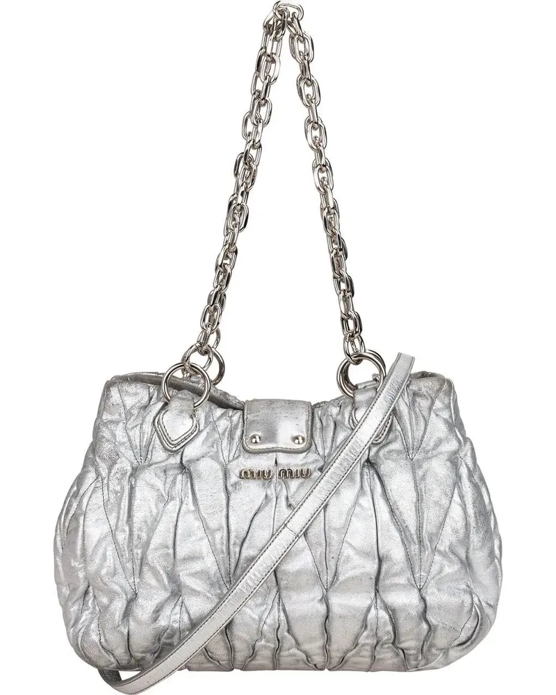 Miu Miu Crossbody Bags  Quilted Leather City Handbag silberfarben Silber