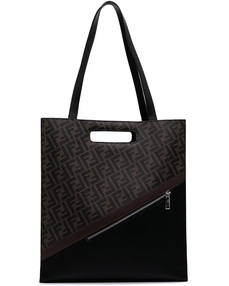 Fendi Hobo Bags Zucca Coated Canvas 1974 Diagonal Shopping Tote braun Braun