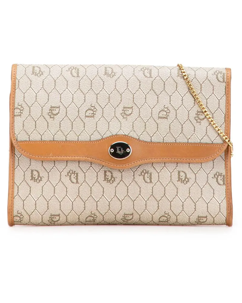 Dior Hobo Bags Honeycomb Coated Canvas Chain Crossbody braun Braun