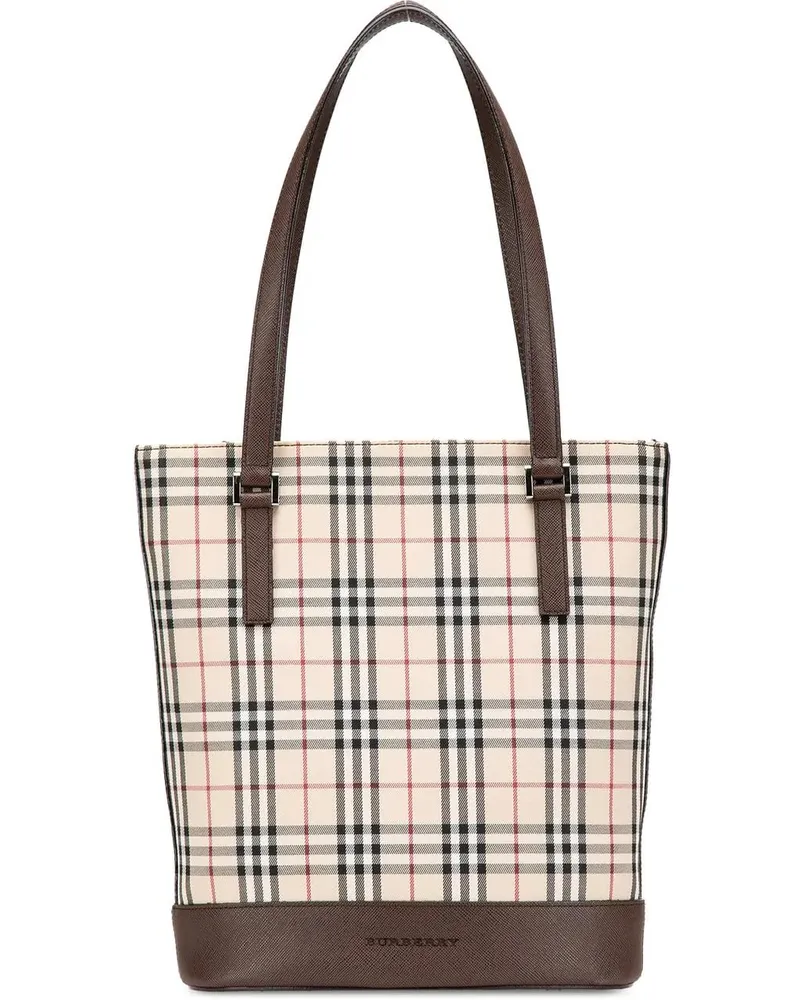 Burberry Shopper House Check Coated Canvas Bucket Tote braun Braun