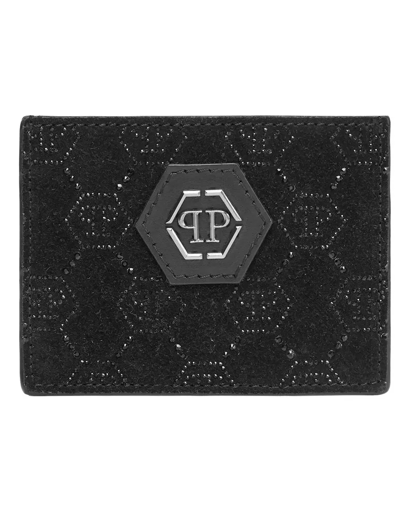 Philipp Plein Portemonnaies Inhaber Von Kreditkarten Monogram Mit Schmuckstein schwarz Schwarz