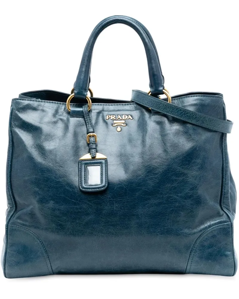 Prada Hobo Bags Vitello Shine Satchel blau Blau