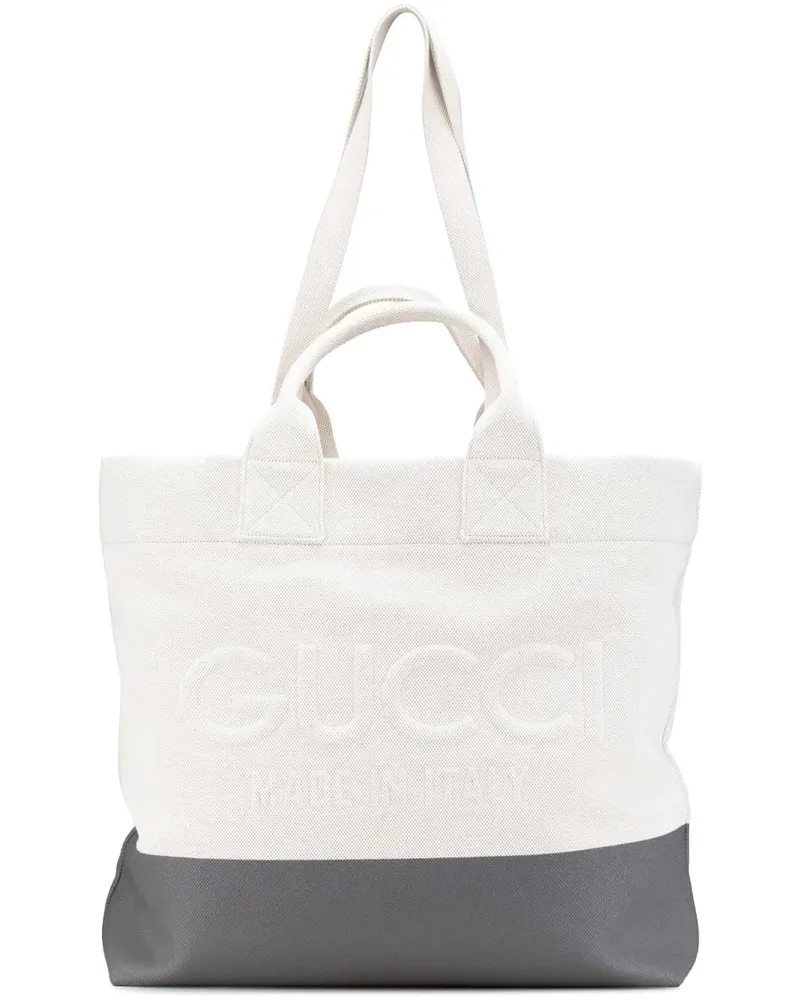 Gucci Hobo Bags 2016-2024 Canvas Embossed Logo Tote weiß Weiß