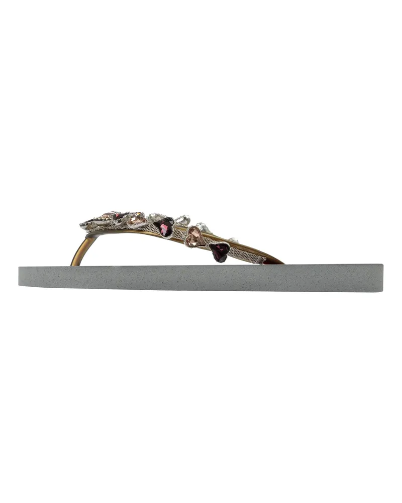 uzurii Slipper & Pantoletten Zehentrenner Heart Bronze silberfarben 