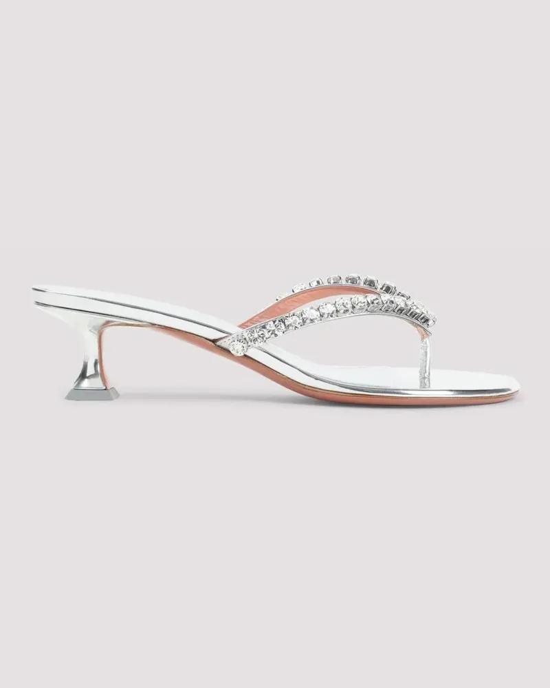 Amina Muaddi Sandalen Gigi Thong Mirror Sandals weiß Weiß