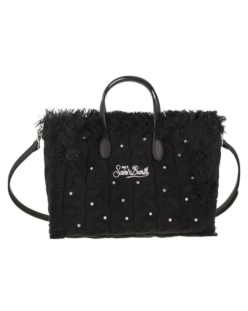 MC2 Saint Barth Shopper & Totes Colette - Wool-Effect Bag With Logo And Rhinestone schwarz Schwarz