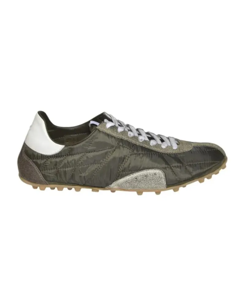 Maison Margiela Low-Top Sneaker Quilted-Texture Sneakers With Rugged Sole And Sued grün Grün