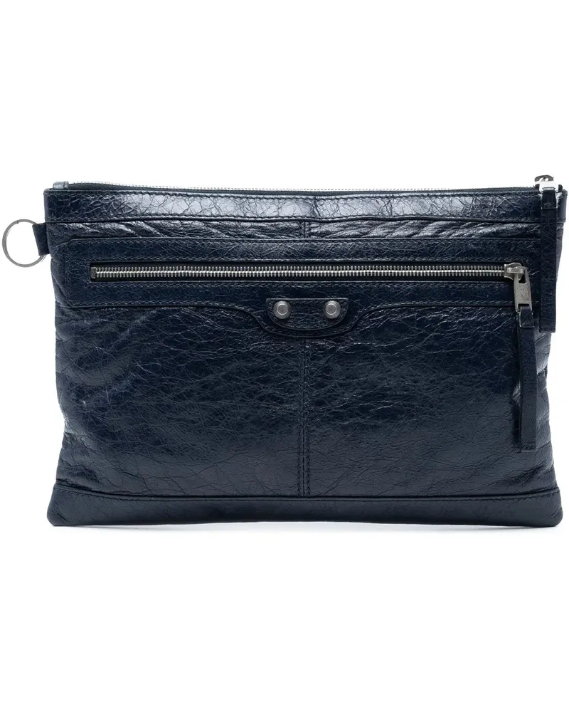 Balenciaga Clutches Lambskin Motocross Classic Clip M Clutch blau Blau