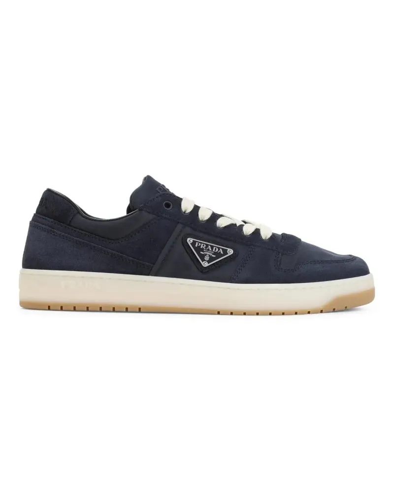 Prada Low-Top Sneaker Leather And Suede Sneakers With Iconic Logo blau Blau