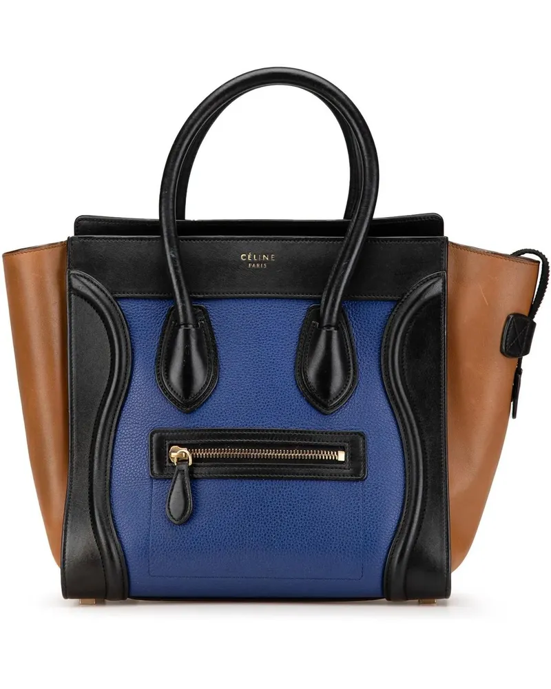 Celine Shopper 2014 Micro Tricolor Leather Luggage Tote blau Blau