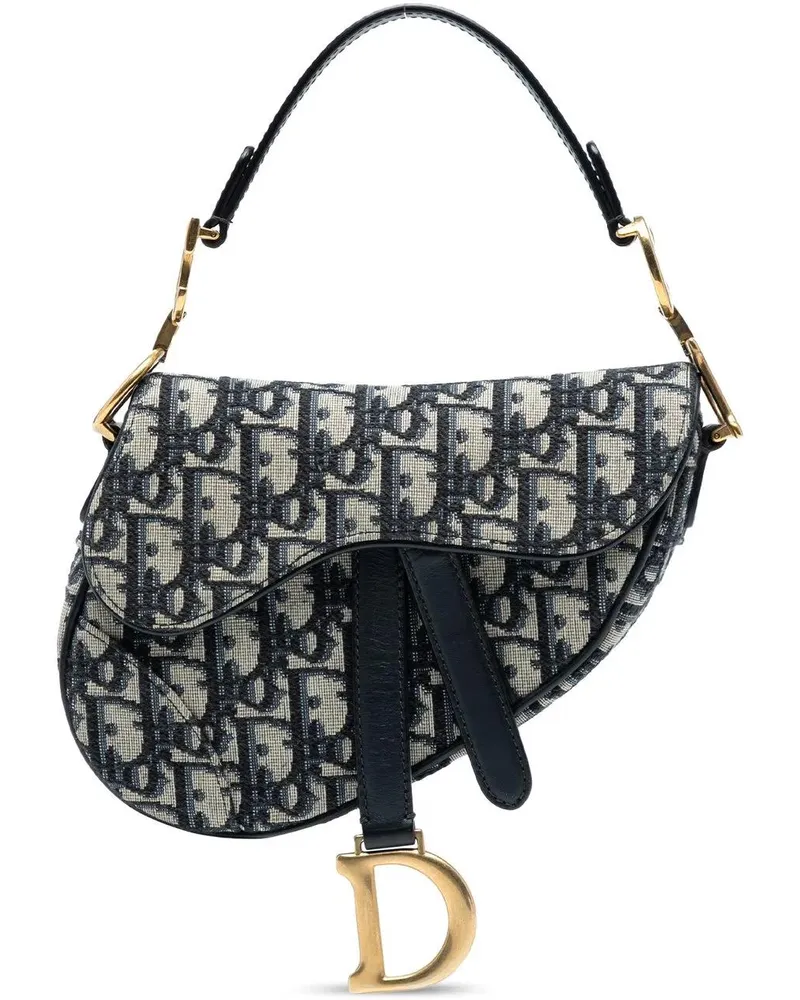 Dior Hobo Bags Mini Oblique Canvas Saddle Bag blau Blau