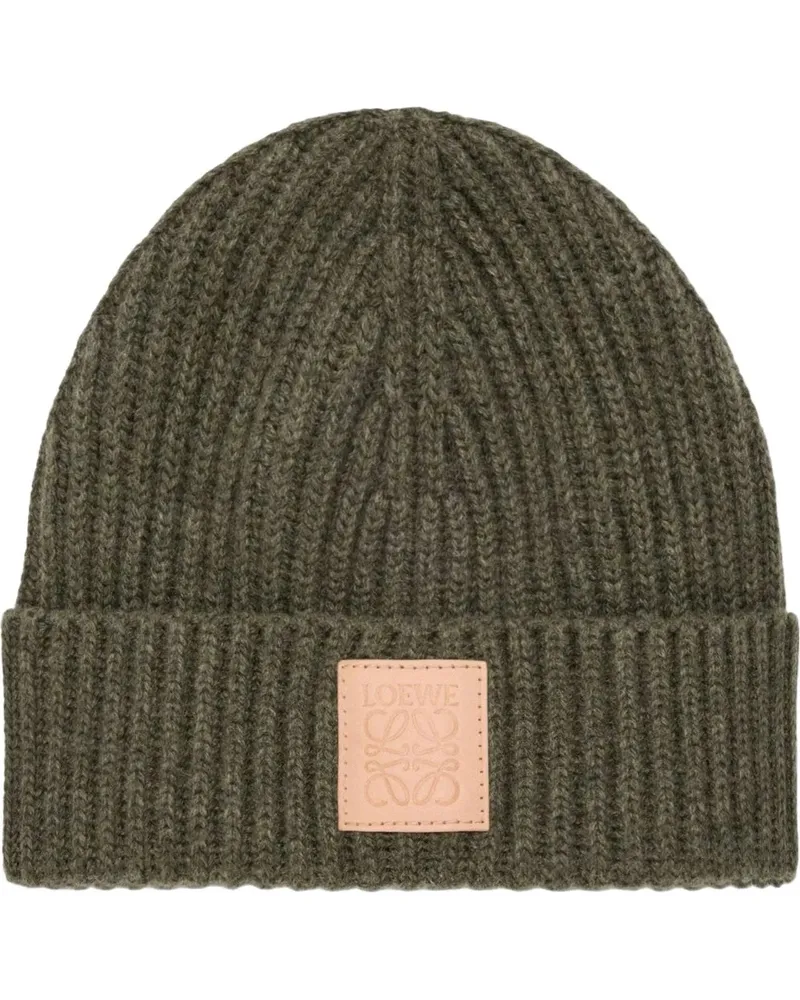 Loewe Caps & Mützen LOGO BEANIE DARK KHAKI grün Grün