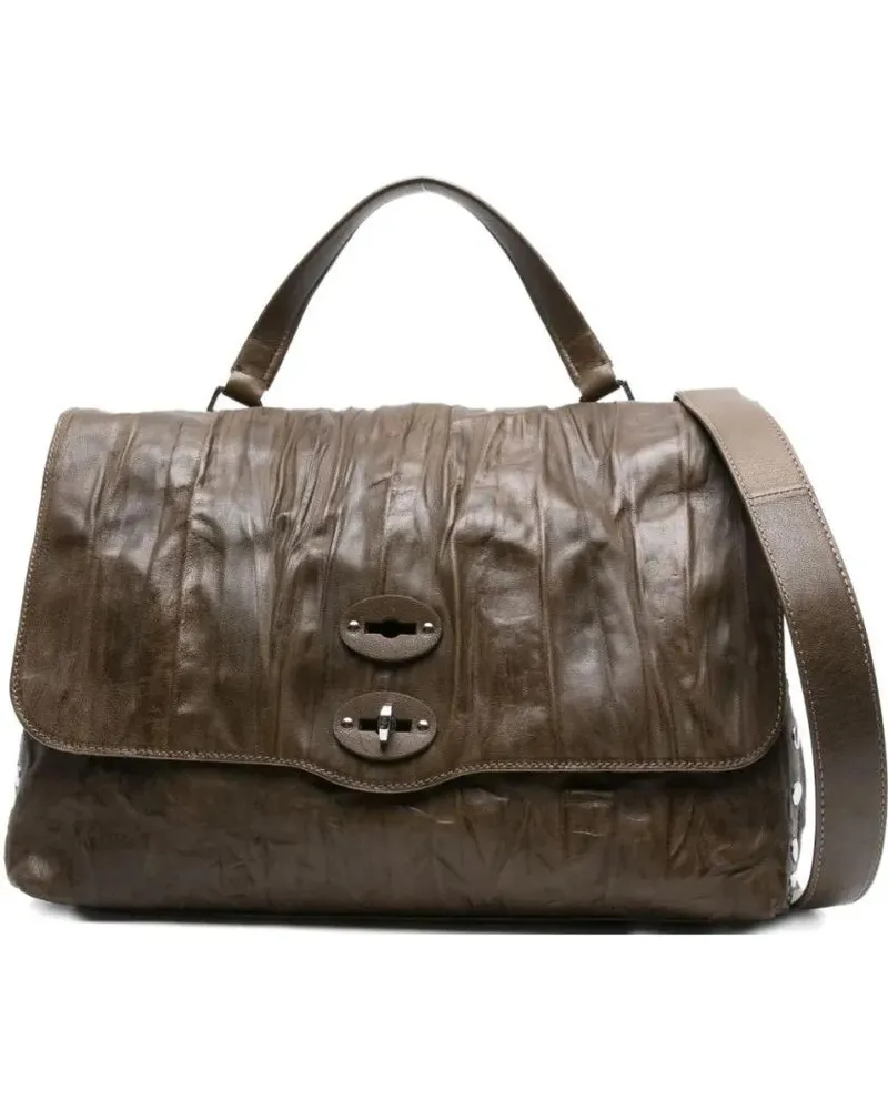 Zanellato Hobo Bags Textured Green Leather Handbag grau Grau