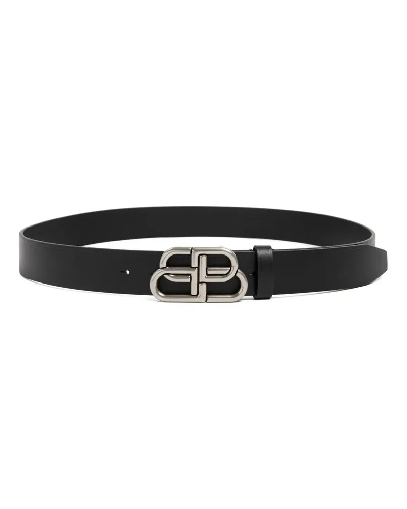 Balenciaga Gürtel Black Leather Large Bb Belt schwarz Schwarz
