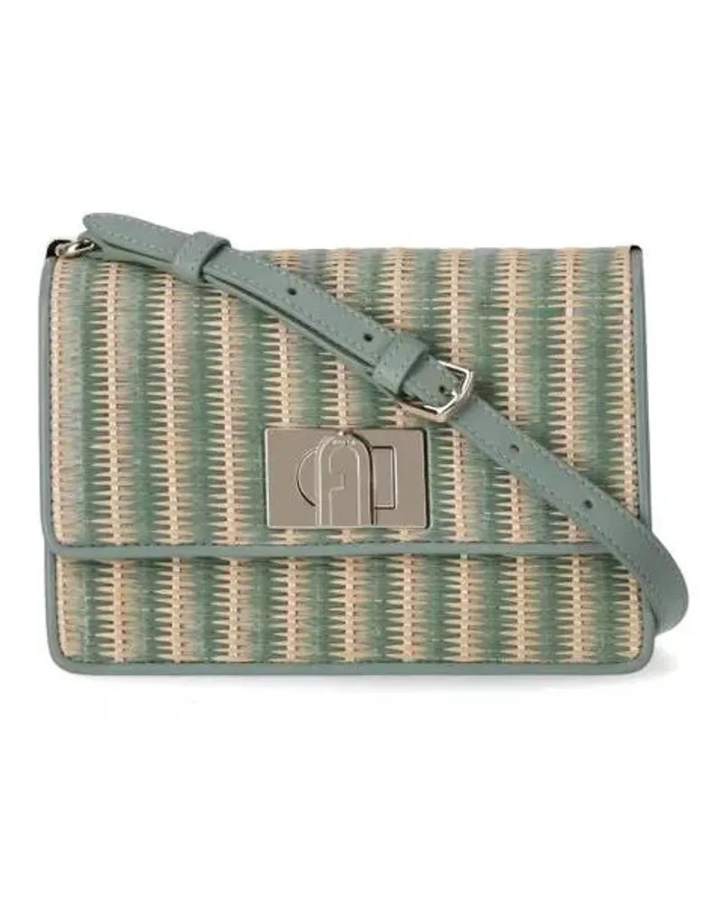 Furla Shopper 1927 Mini Rafia Green Crossbody Bag Grün