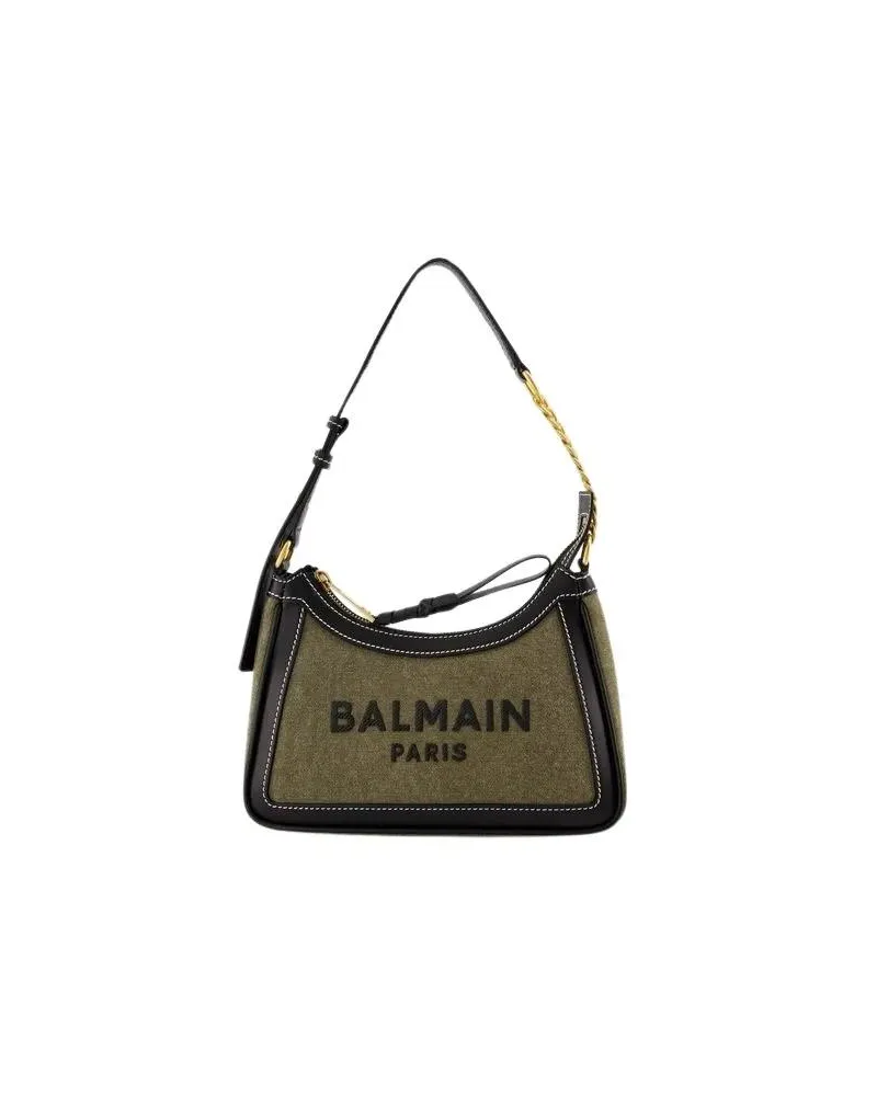 Balmain Shopper B-Army Shoulder Bag - Canvas - Khaki/Black Grün