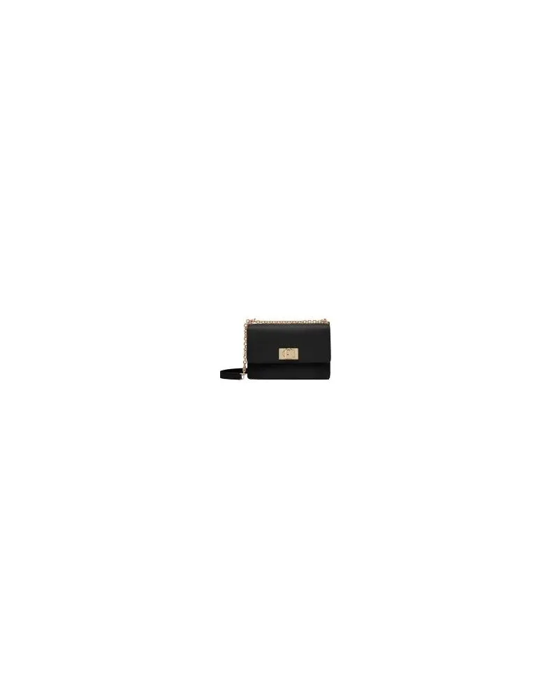 Furla Hobo Bags Structured Black Shoulder Bag With Gold-Tone Clasp schwarz Schwarz