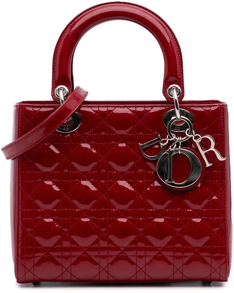 Dior Hobo Bags Medium Patent Cannage Lady Dior rot Rot