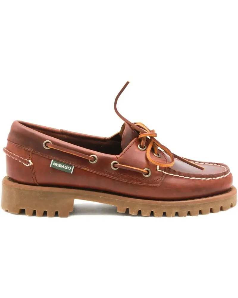 Sebago Low-Top Sneaker chaussures bateau ranger en cuir braun Braun