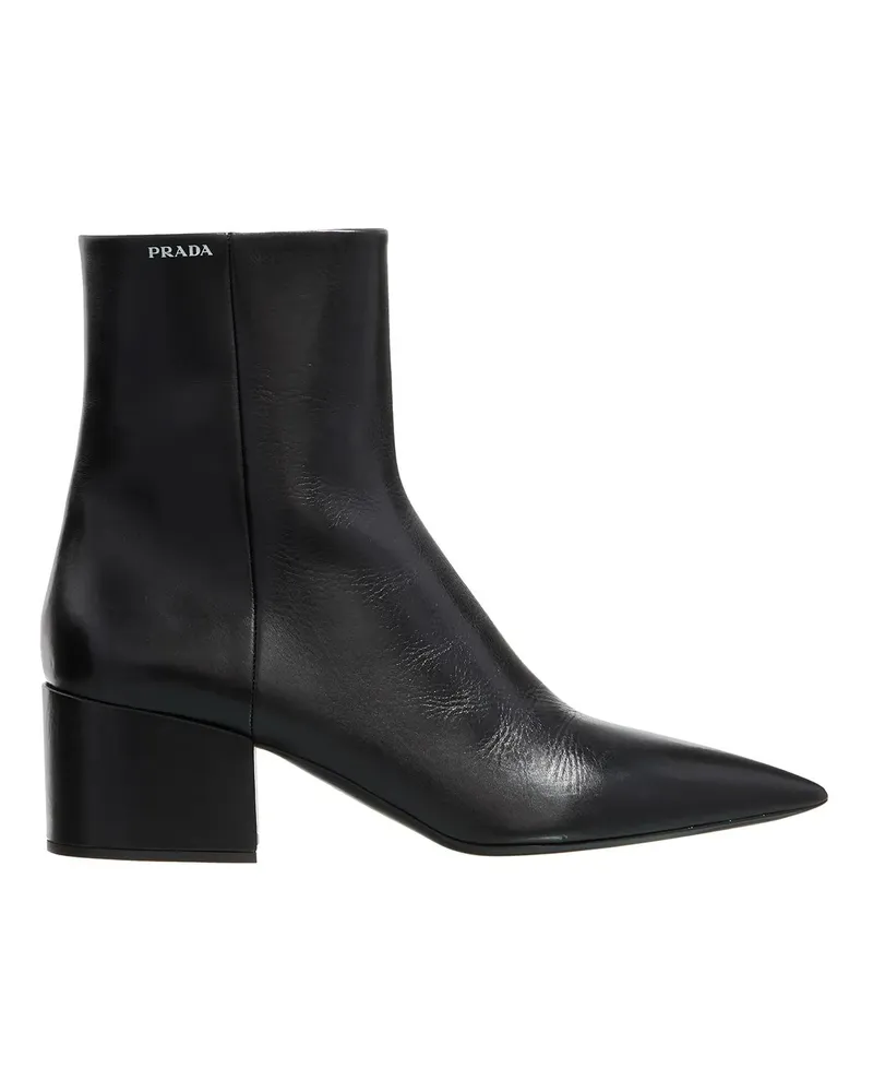 Prada Stiefeletten Leather Ankle Boots schwarz Schwarz