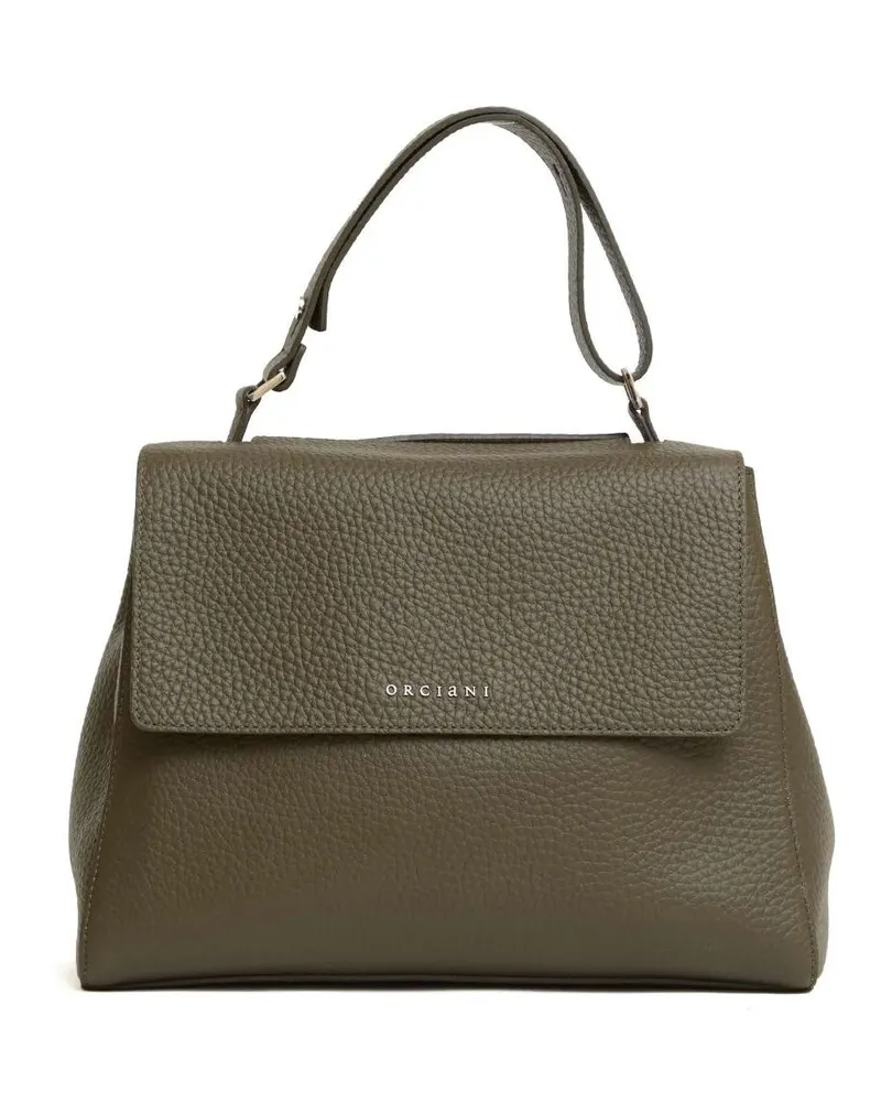 Orciani Hobo Bags Structured Textured Green Leather Handbag grün Grün