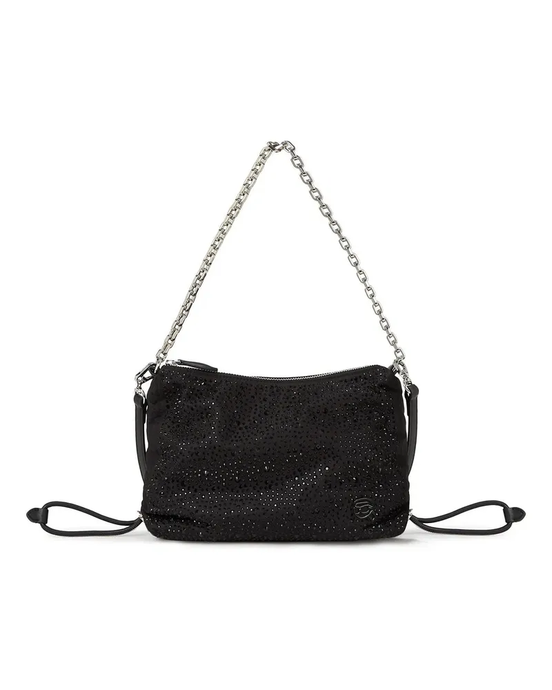 Karl Lagerfeld Hobo Bags Ikon kleine Schultertasche mit Strass schwarz Schwarz