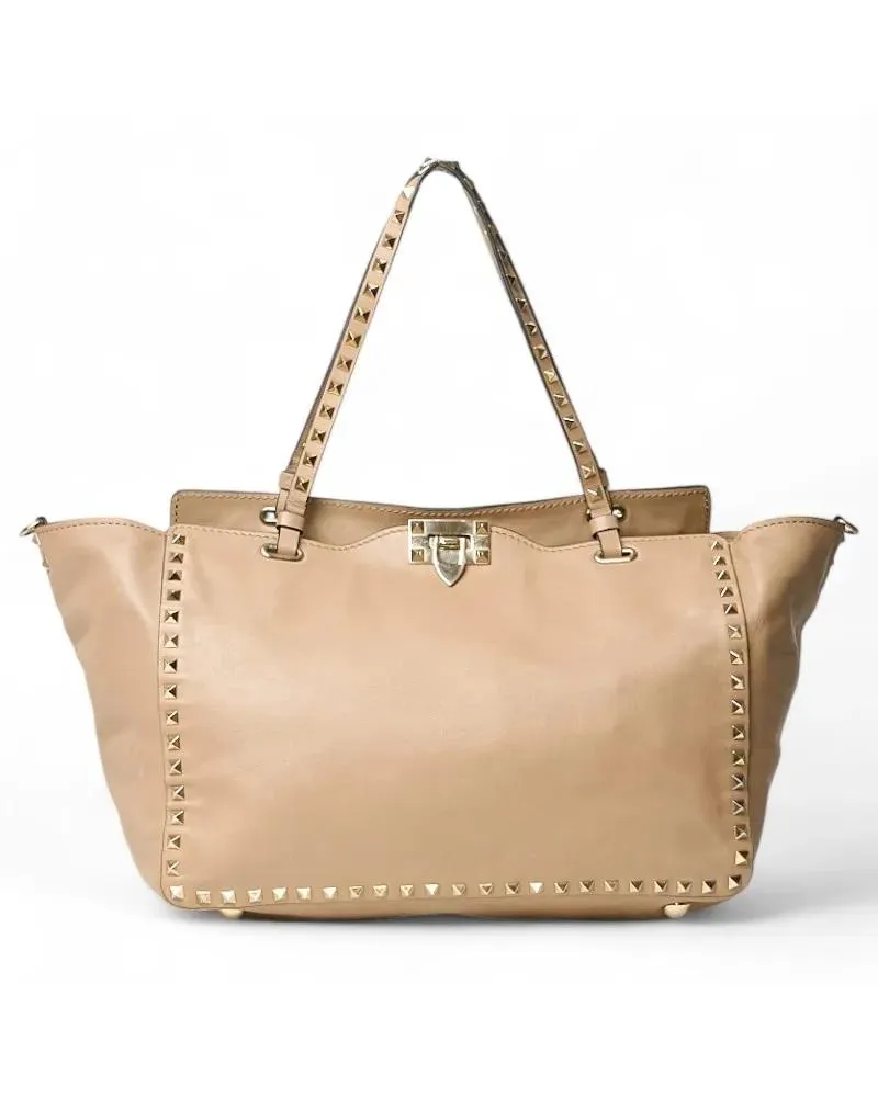 Valentino Garavani Shopper & Totes Large Rockstud Shopper Tote Bag beige Beige