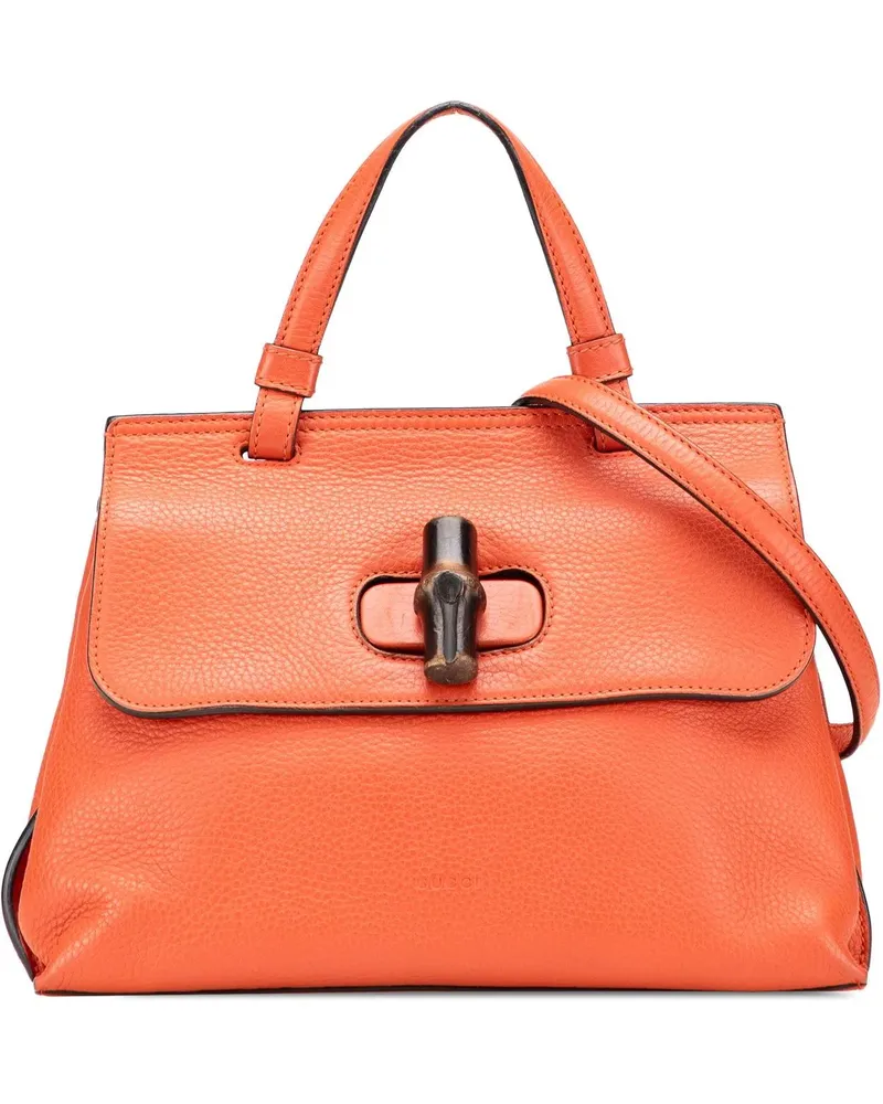 Gucci Hobo Bags Small Leather Bamboo Daily Satchel orange Orange
