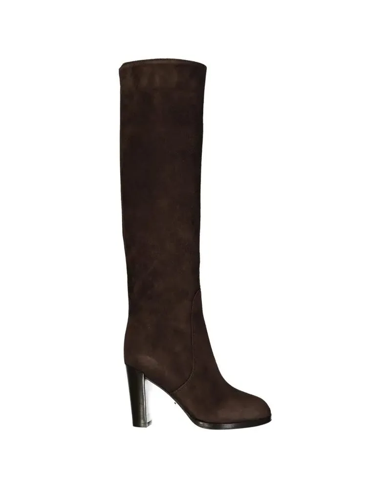 Sergio Rossi Stiefel Brown Leather Boots With Block Heel braun Braun