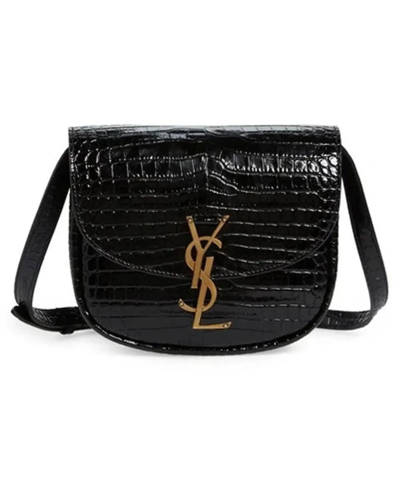 Saint Laurent Crossbody Bags  Kaia Croco Shoulder Bag schwarz Schwarz