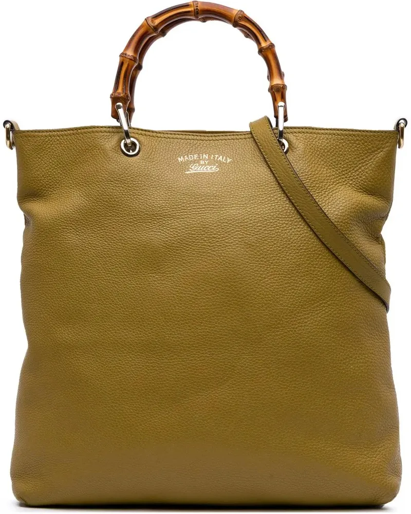 Gucci Hobo Bags Tall Leather Bamboo Shopper Tote gelb Gelb