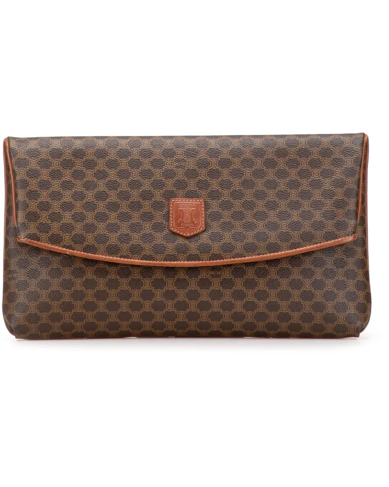 Celine Clutches Macadam Coated Canvas Clutch braun Braun
