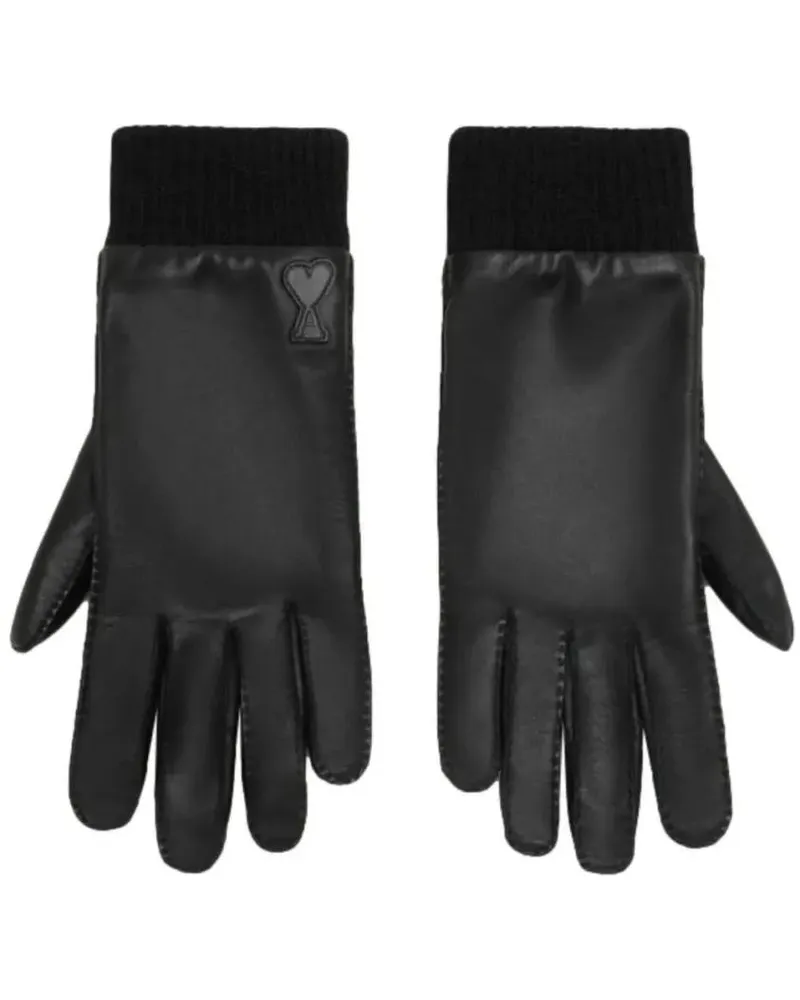 AMI Paris Handschuhe Classic Black Sheep Leather Gloves schwarz Schwarz