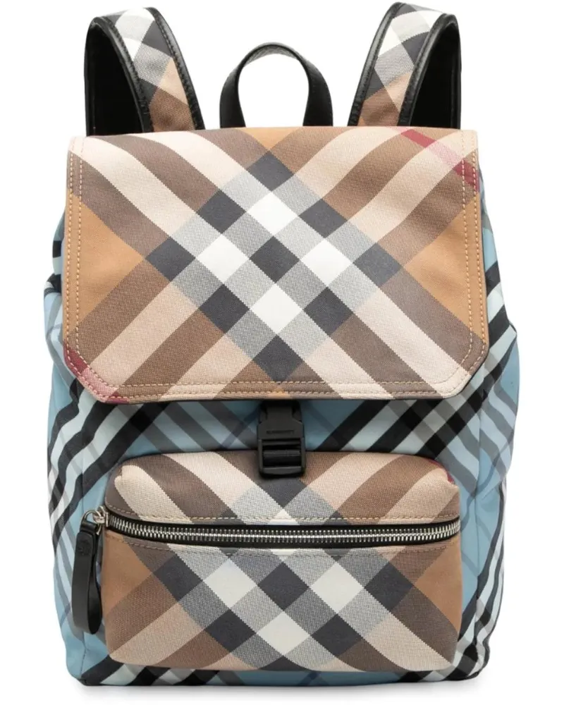 Burberry Rucksäcke Supernova Check Canvas and Nylon Backpack blau Blau